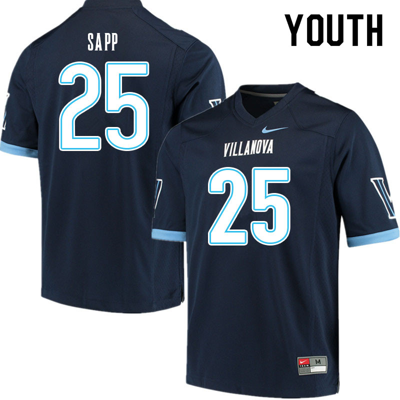 Youth #25 Christian Sapp Villanova Wildcats College Football Jerseys Sale-Navy